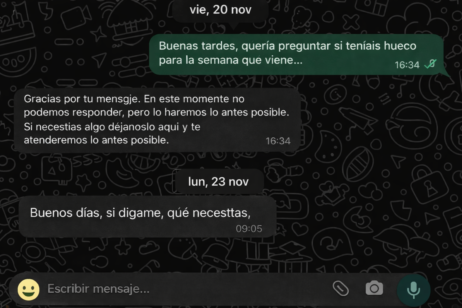 Ejemplo de atención al cliente