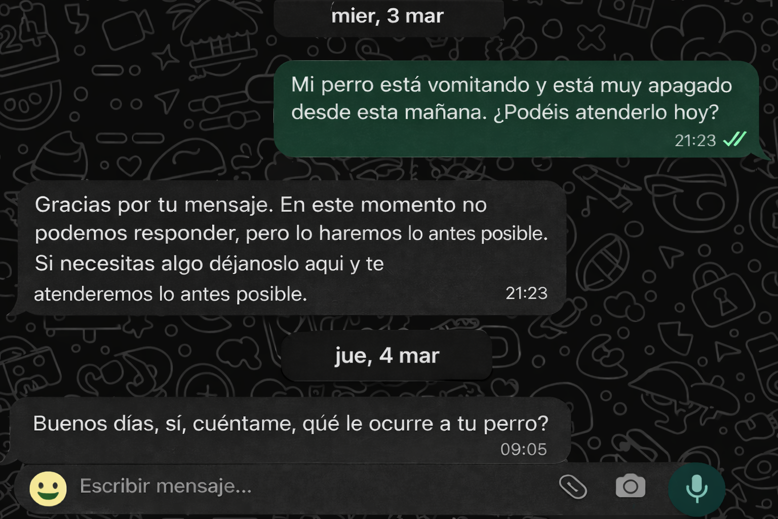 Ejemplo final de atención al cliente